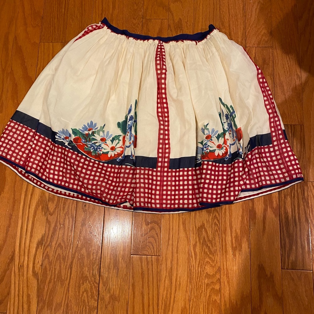 Anna Sui For Anyhropologie Gingham Western Horse Skirt